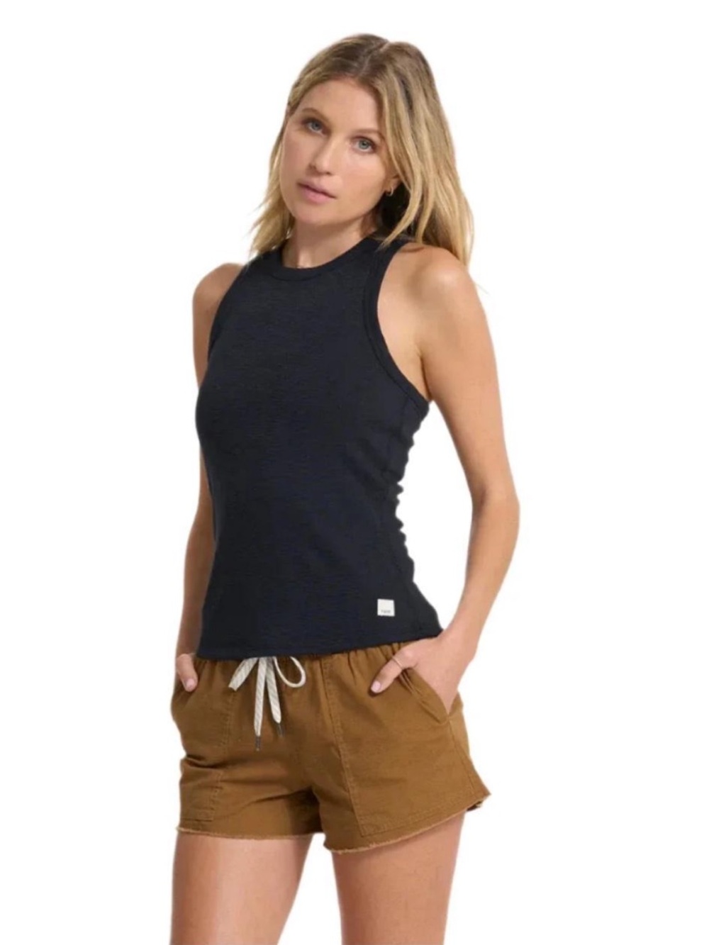 Vuori Sunrise High Neck Ribbed Tank Top - Black